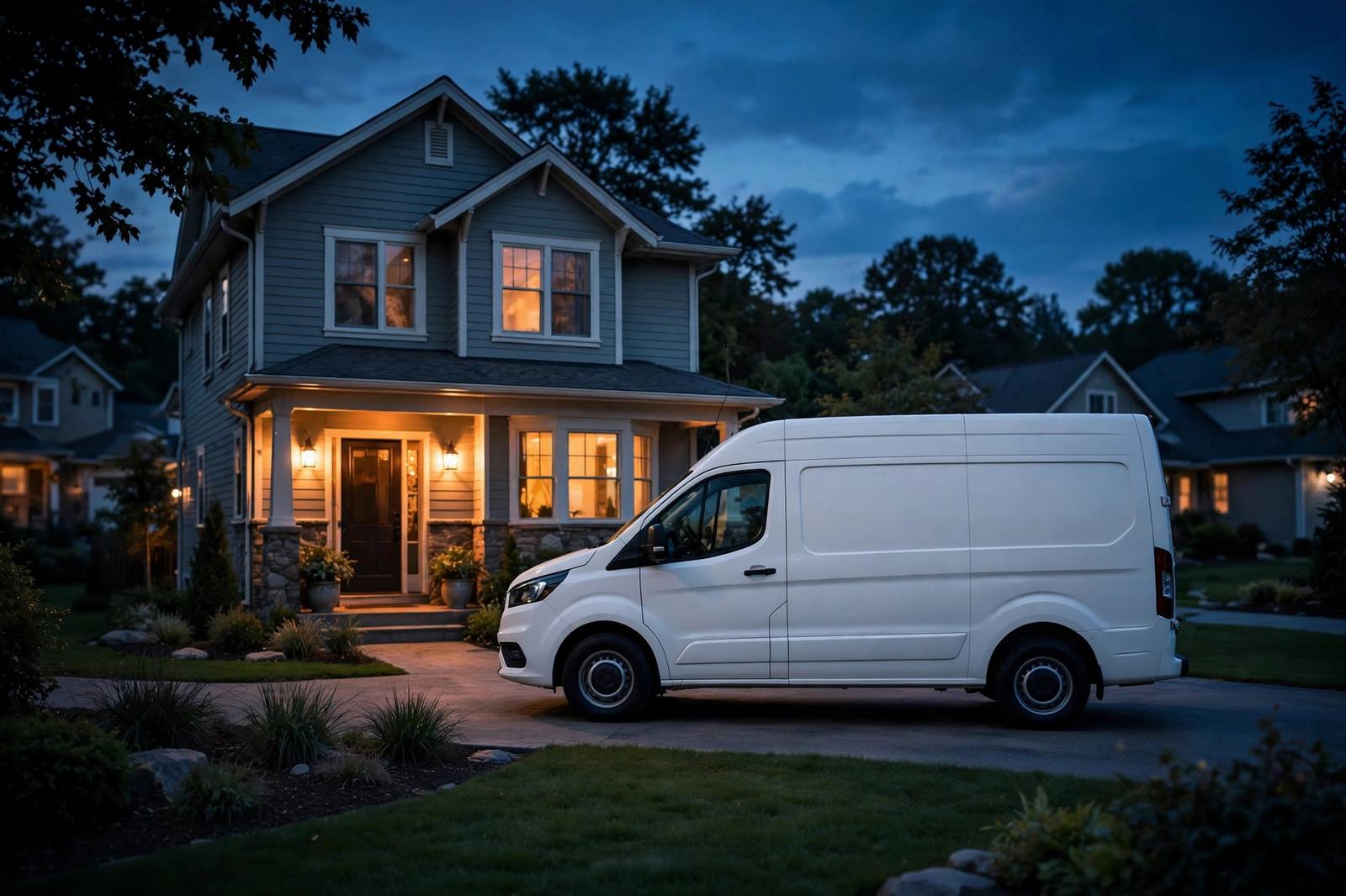 Slab Leak Detection Pros service van at a suburban home